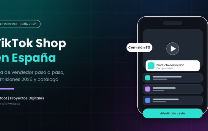 Móvil mostrando una tienda de TikTok Shop con productos y botón de compra, junto al texto TikTok Shop en España