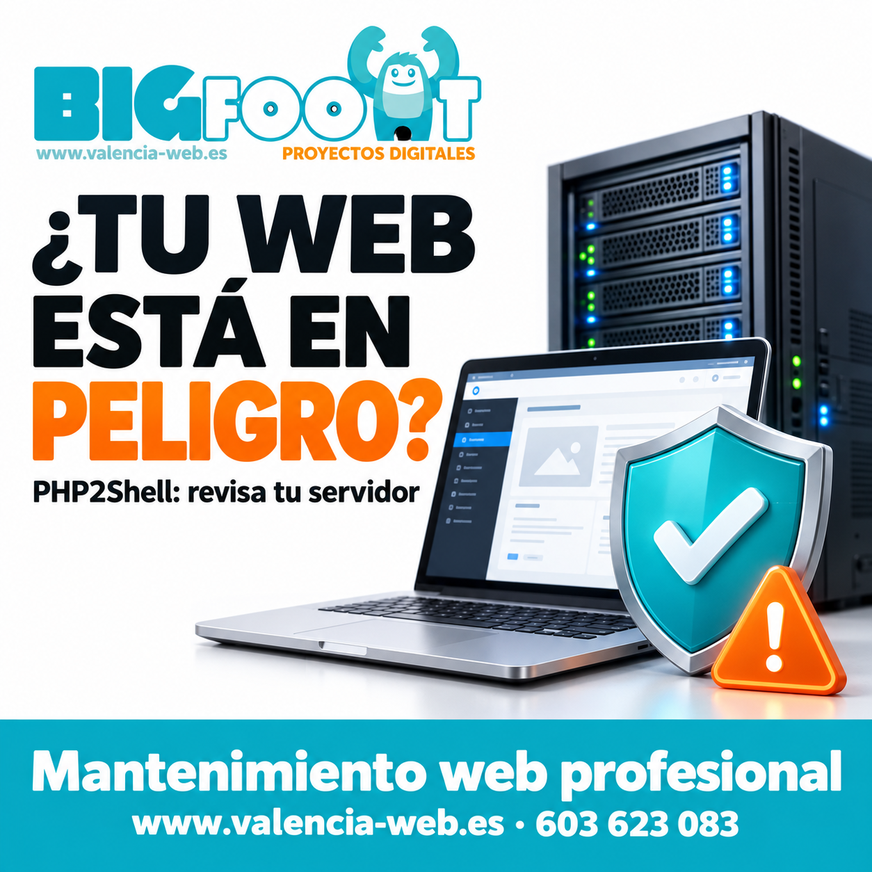 Alerta PHP2Shell: portátil, servidor y escudo de protección para ilustrar el mantenimiento de una web WordPress